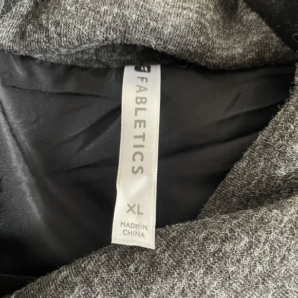 Fabletics Womn XL Fleece Faux Leather Pockets Wrap Front Grunge Moto Milano Coat - Picture 11 of 14